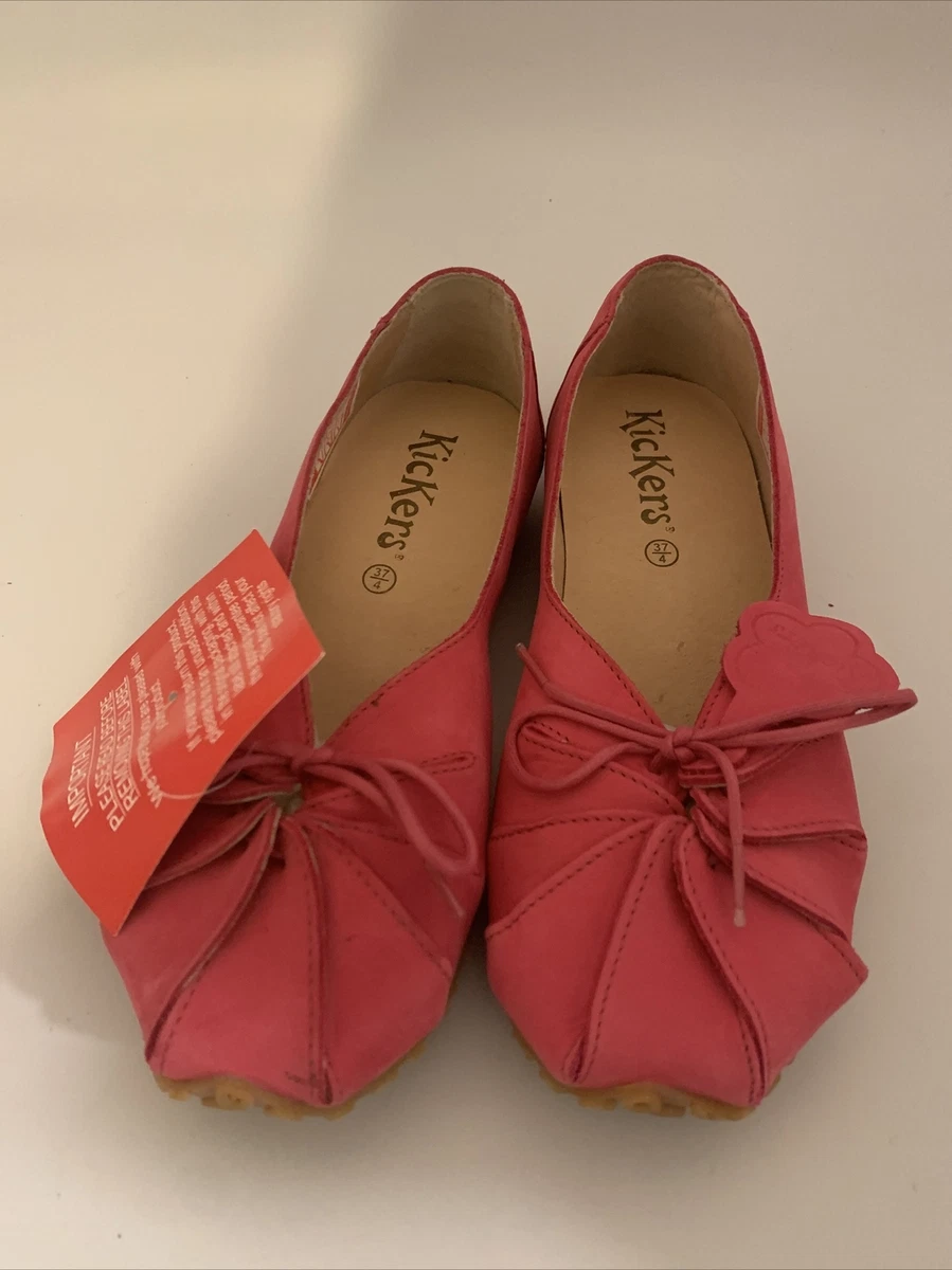 KICKERS Leather Suede Pink Flat Ballerina Shoes UK4