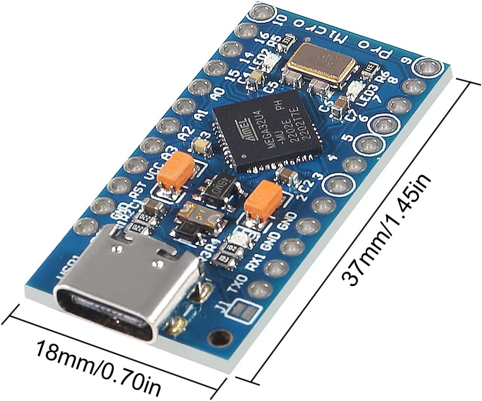 Pro Micro ATMEGA32U4 5V 16MHz Type-C USB  Compatible with Arduino Leonardo - Image 3 of 4