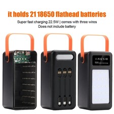 Li-ion Battery Case Holder for 21PCS 18650 Power Bank Charging Box Camping Light