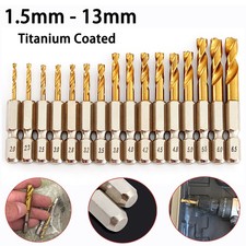 1/4"Hex Shank Titanium Coated HSS Twist Drill Bit For Stainless Steel 1.5mm-13mm