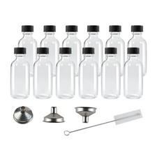 XHPHAPACK 12-Pack 2oz Clear Glass Shot Bottles w/Caps - Mini Round for Juice/Whi