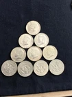 lot of 10 40% silver Kennedy half dollars, very good condition, 1965-1970
