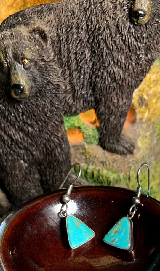 Sterling Triangular Turquoise Earrings - image 9