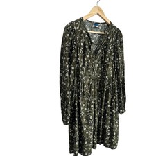 Old Navy Green Floral Cottagecore Prairie Mini Dress Pockets Sz L