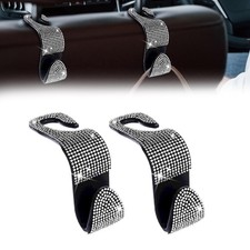 2 Pack Car Seat Headrest Hook, Bling Car Hooks Front Seat, Back Seat Organize...