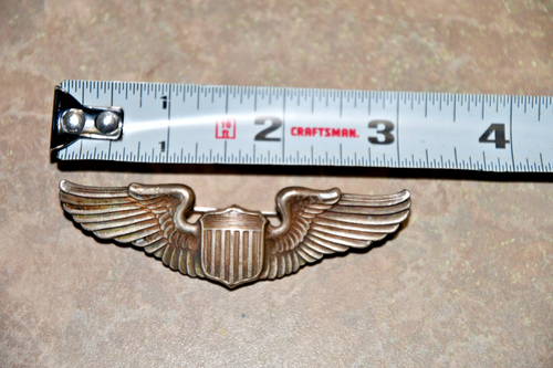 WW2 US Army Air Corps Force Pilot Wings Sterling Silver Pinback Marked ...