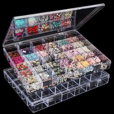 2 Pack 36 Grids Clear Plastic Organizer Box, Jewelry Craft Storage Container ...