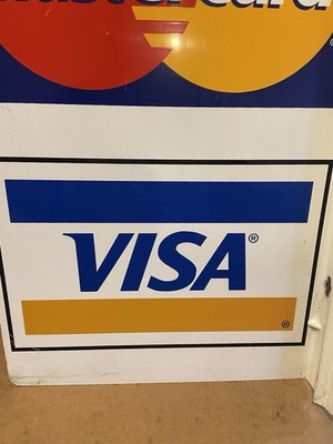 Discover Novus Visa Mastercard クレジットカード VINTAGE MASTERCARD, VISA AND DISCOVER NOVUS METAL FLANGE SIGN | eBay