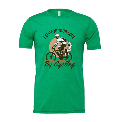 Express Your Love By Cycling Unisex Graphic Tee With Bike Rider And Child Design