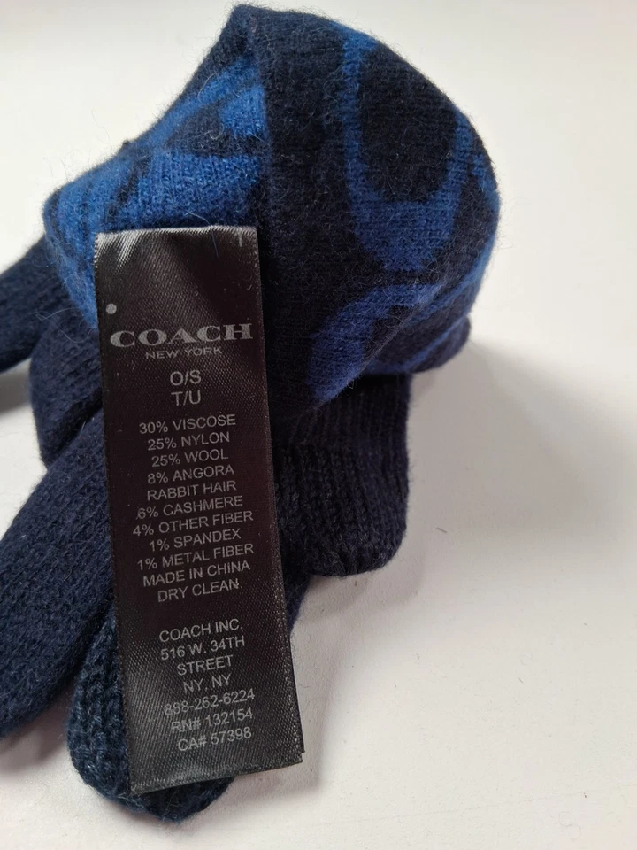 Mitones de punto Coach Signature en azul marino Foto 4 de 4