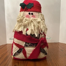 VTG Handmade Patchwork Quilted Santa Clause Music Box Pillow Beautiful 15.5” EUC