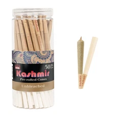 Kashmir Cones Classic 1-1/4 Size | 50 Pack | Natural Pre Rolled Rolling Papers