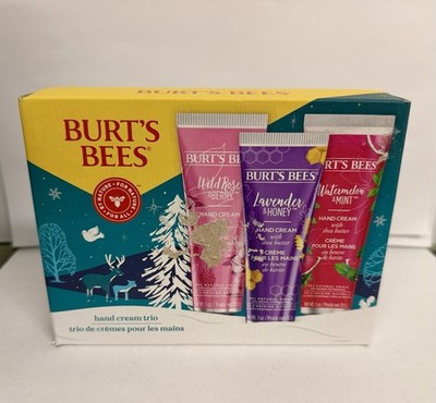 Burt's Bees Hand Cream Trio Gift Set w Shea Butter Lavender Wild Rose Watermelon
