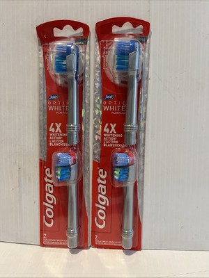 TWO 2 Pk Colgate 360 Optic White Platinum 2 Toothbrush Replacement Heads SOFt