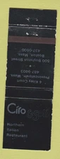 Matchbook Cover - Ciro and Sal's Italian Restaurant Boston MA WEAR