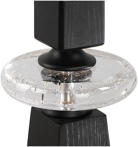Uttermost 18231 Ebon Glow Metal and Wood Table Pillar Candle - Black / Seeded - Picture 2 of 5