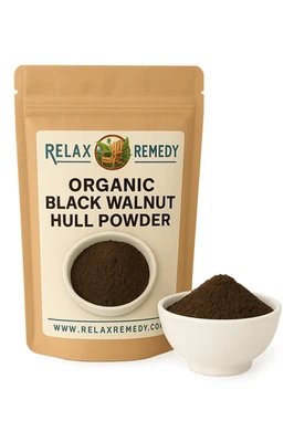 RELAX REMEDY Organic Black Walnut Hulls Powder - 100% Pure, Non-GMO Juglans Nigra, Detox Herb