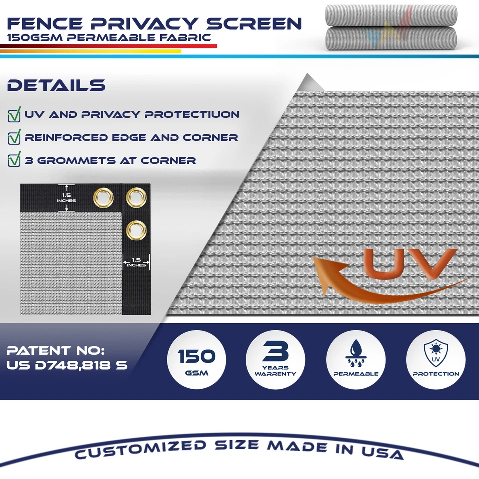 Cubierta de malla de parabrisas comercial con pantalla de valla de privacidad gris de 6 pies tamaño personalizado Foto 3 de 4