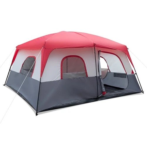 Polyester Fiberglass Poles Can Accommodate 14 People Camping Tent Red - Picture 3 of 19
