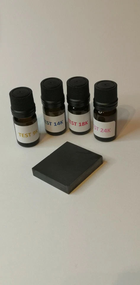 Kit réactif acide 4 test or 9, 14, 18 et 24 K + pierre de touche + notice