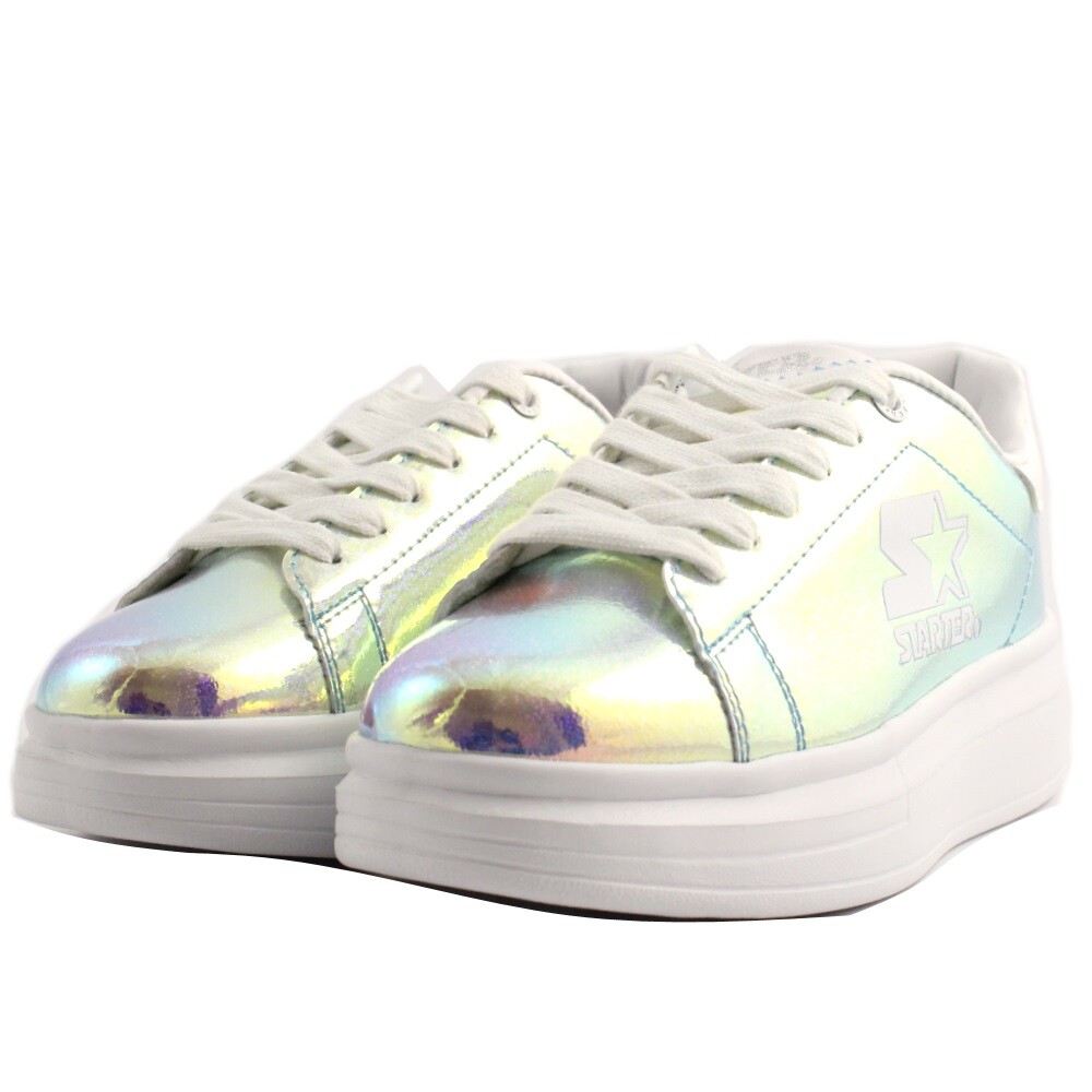 Turnschuhe Casual Starter Frau Haut Hologramm Regenbogen Gummi Erhöhung Turnschuhe Casual Starter Frau Haut Hologramm Regenbogen Gummi Erhöhung