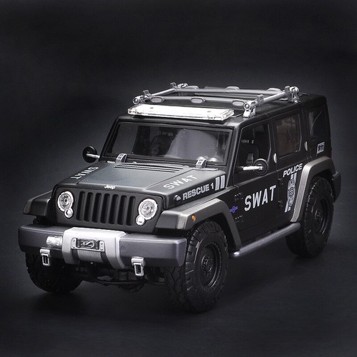 1:18 Jeep Wrangler Rescue Car Police Car Alloy Simulation Car Model Collection - Picture 12 of 17