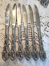 Oneida Community Chandelier Set Of 6 Vintage Stainless Dinner Knives 9”