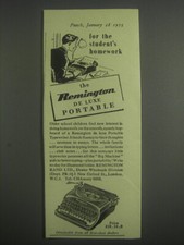 1953 Remington De Luxe Portable Typewriter Ad - For the student's homework thumbnail