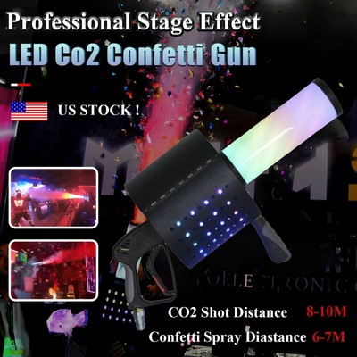 CO2 Jet Confetti Gun CO2 Spray Cannon with 7-Color LED for Wedding Party DJ Show
