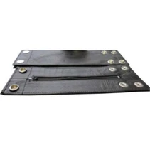 Genuine Leather Black Wristband Armband Zipper Pocket Wrist Bands