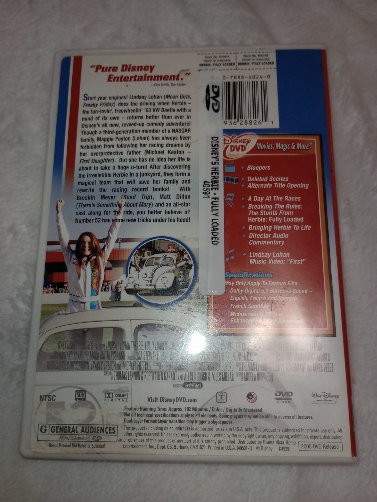Herbie Fully Loaded DVD 2005 Herbie Bug 786936288261 eBay