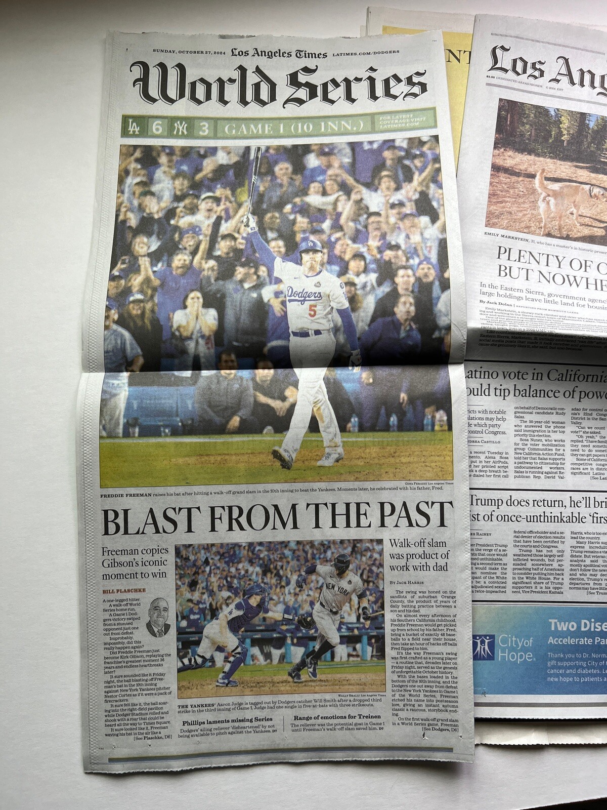LOS ANGELES TIMES Dodgers World Series Game 1 Freeman MVP 10/27/24 News Paper