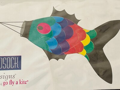 WIND DESIGNS Go Fly A Kite NEW Vintage 32'' 3D Rainbow Tetra Fish Windsock
