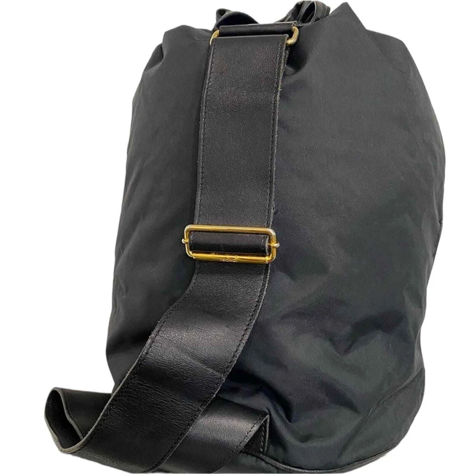 Bolso cubo vintage Moschino Redwall negro dorado logotipo cadena cordón Foto 3 de 4