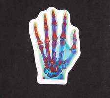 Red  Blue Skeleton Hand Sticker 2.5" x 1.75"
