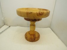 Beautiful Hand Made Wooden Pedestal Plate Stand Serving Piece Signed