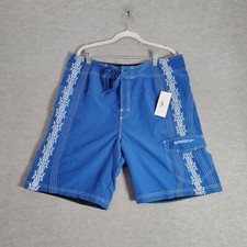 Speedo Men Swimwear 36 Blue Board Shorts Outdoor Beach Surf Cargo Pockets NWT