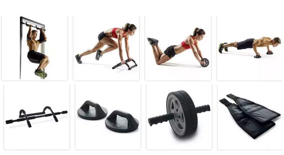 ProForm 7in1 Home Gym Door Bar Push Up Toning Wheel Straps Body BuildingWorkout - Image 2 of 4
