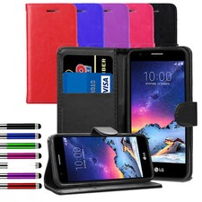 Funda tipo billetera abatible de cuero para LG G4 G5 G6 K4 K8 2017 M200N M160 2018 K9 K10
