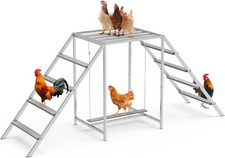 Chicken Perch for Coop With Swing Set And Ladder - Easy to Installation - Gray
