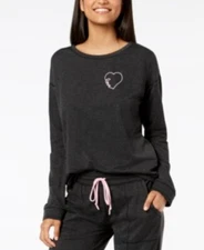 Jenni by Jennifer Moore Womens Graphic-Print Pajama Top Dark Gray Love Heart XXL