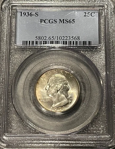 1936-S Washington Quarter 25C PCGS MS65 Free Shipping