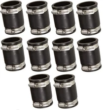 (10) P1056-150 Fernco 1-1/2" x1-1/2" Flexible Pipe Coupling Connectors