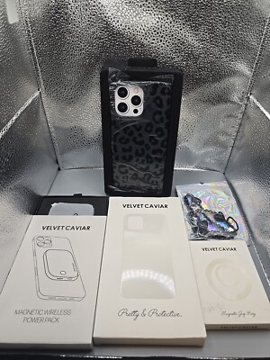 Velvet Caviar Black Leopard iPhone 15 Pro Max Case, Power Pack, Ring, Charm