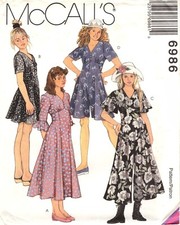 Dress, Culotte Romper Jumpsuit Girls' 7-14 McCall's 6986 UNCUT Sewing Pattern