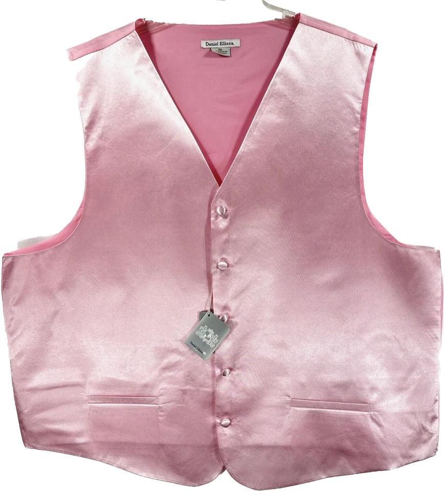 Daniel Ellissa Men's Pink Vest 5 Buttons Pink Back Polyester Size 3XL - Image 3 of 4
