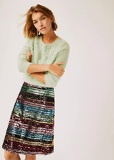 Moulinette Soeurs Sequined Soiree Skirt 6 Multi Rainbow Stripe Anthropologie