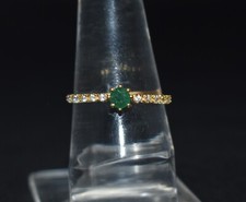 Emerald Gemstone Birthstone 925 Sterling Silver Pave Diamond Ring Women Jewelry