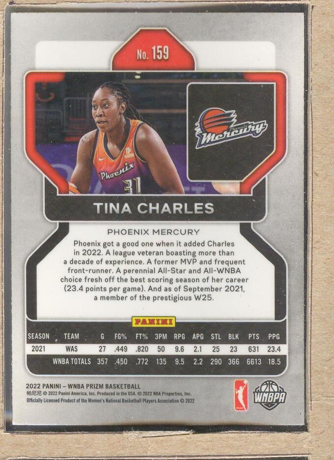 Tina Charles 159 2022 Panini Prizm - W25 | eBay