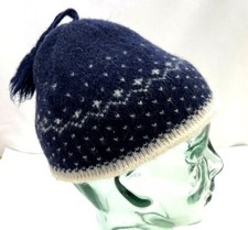 Wigwam Mills Womens Blue Beanie Virgin Wool Hat One Size Short Knit Cap Vintage